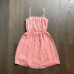 Sunday best Aritzia pink orange green white floral mini dress